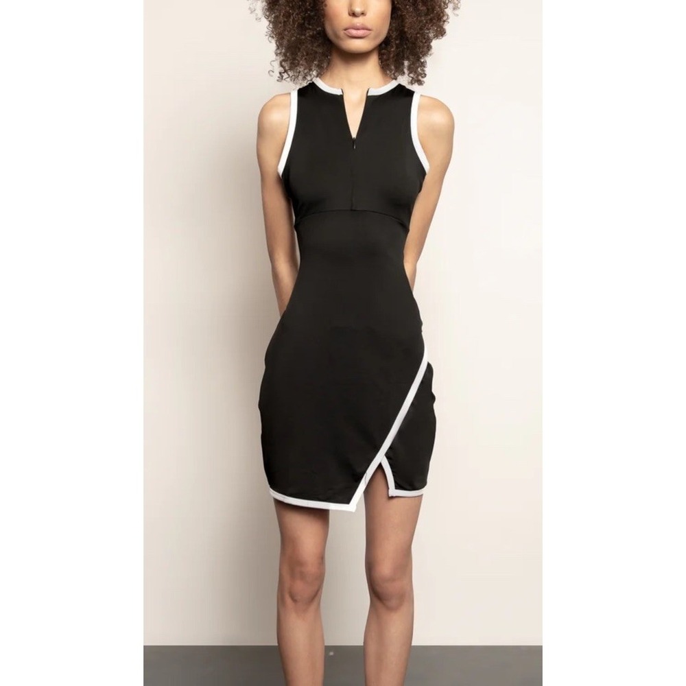Athletic Dress White Piping Trim With Racerback Bodycon Sexy Activewear Small